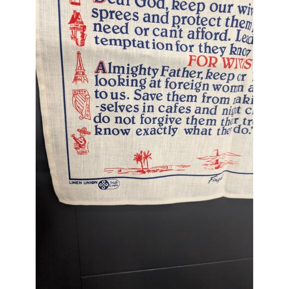 Vintage Fingal Irish Linen Souvenir Tea Towel Prayer for Tourists - Art Buchwald - Picture 3 of 6